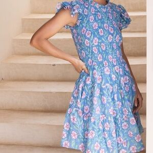 Oliphant Cotton Blue and Pink Dress